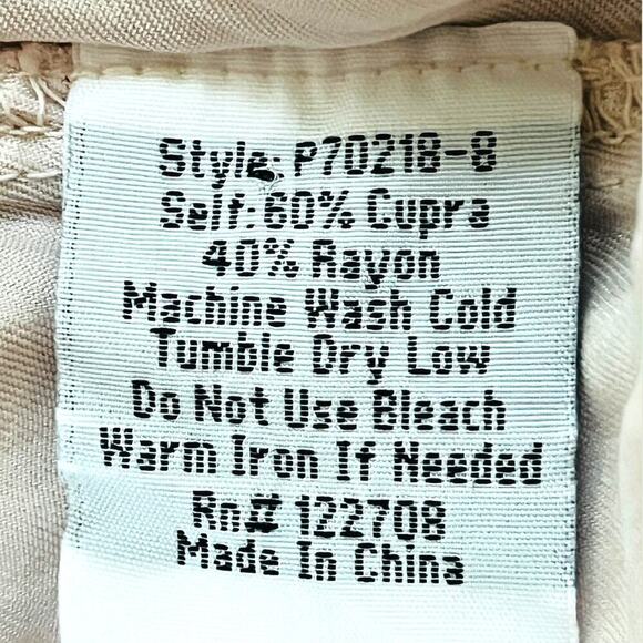 Xscape By Joanna Chen Satin Straight Leg Dress Pant Pull On Cream Women's Size 6 - Picture 4 of 6